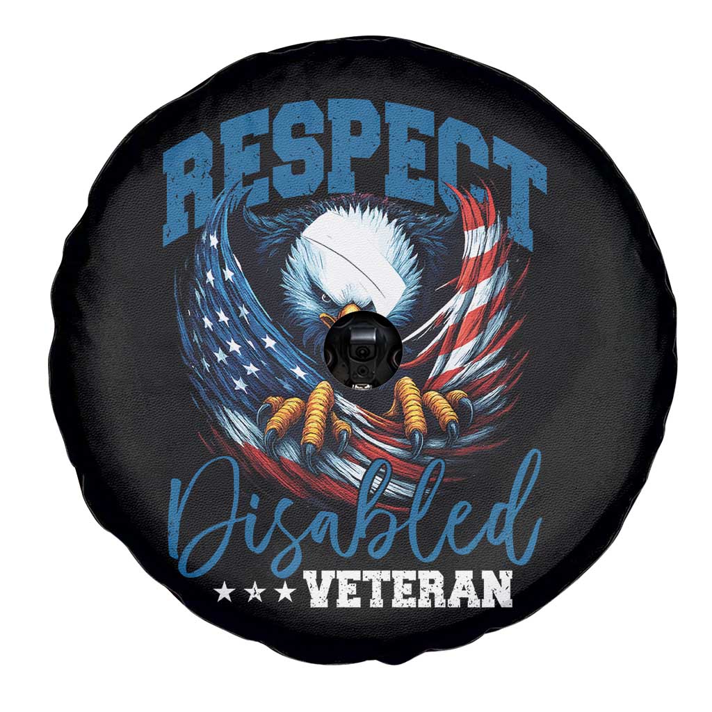 Respect Disabled Veteran Spare Tire Cover Military Soldier American Flag Bald Eagle - Wonder Print Shop