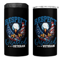 Respect Disabled Veteran 4 in 1 Can Cooler Tumbler Military Soldier American Flag Bald Eagle - Wonder Print Shop