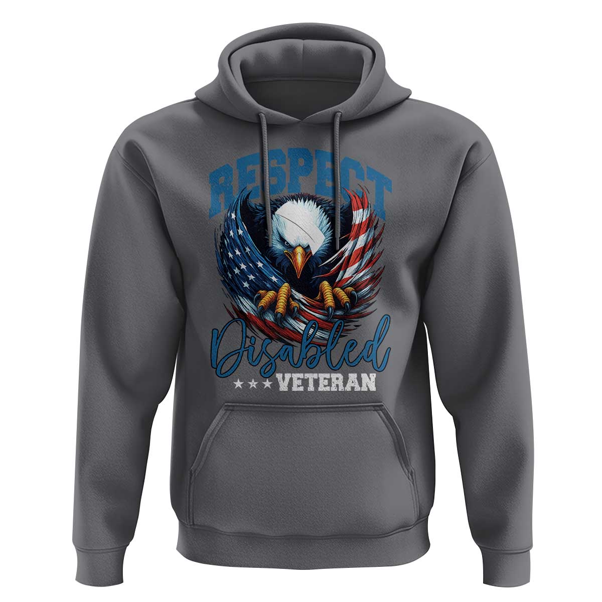 Respect Disabled Veteran Hoodie Military Soldier American Flag Bald Eagle - Wonder Print Shop