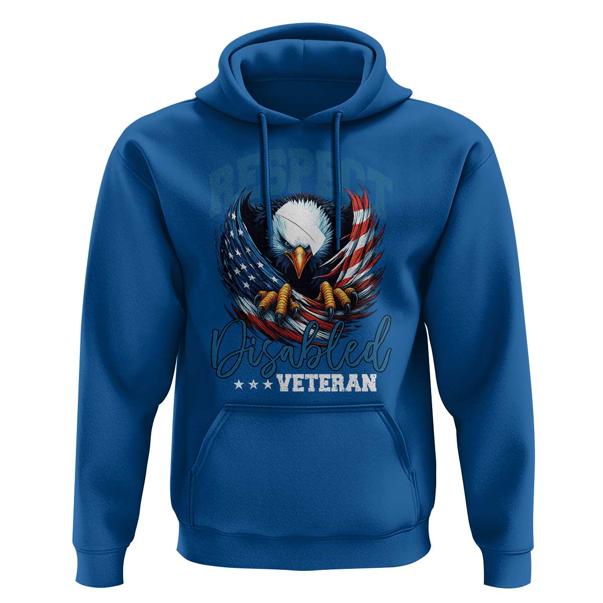 Respect Disabled Veteran Hoodie Military Soldier American Flag Bald Eagle - Wonder Print Shop