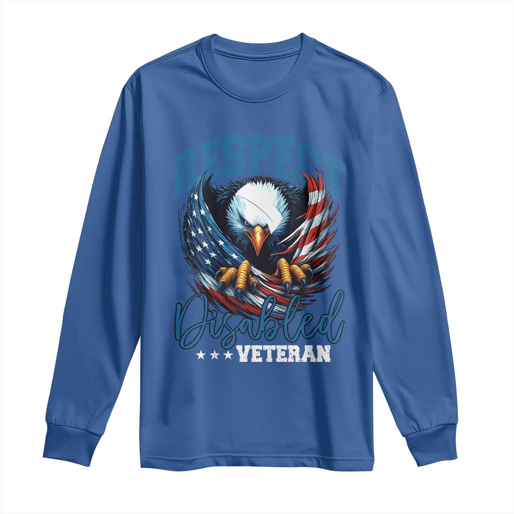 Respect Disabled Veteran Long Sleeve Shirt Military Soldier American Flag Bald Eagle - Wonder Print Shop