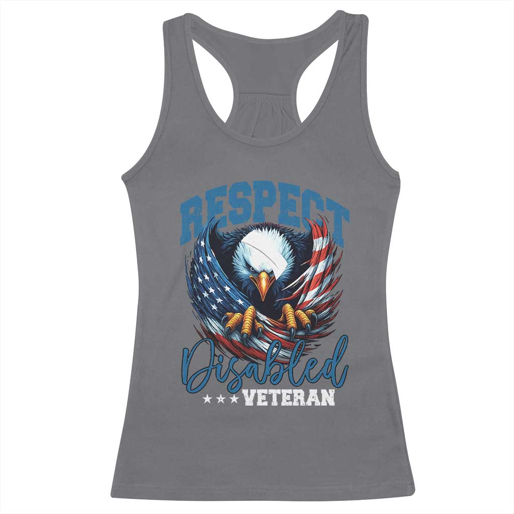 Respect Disabled Veteran Racerback Tank Top Military Soldier American Flag Bald Eagle - Wonder Print Shop