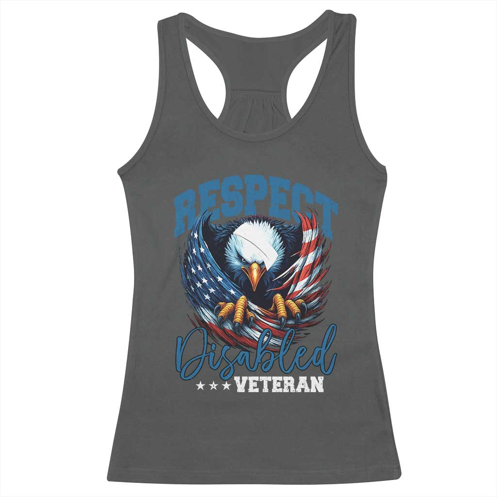 Respect Disabled Veteran Racerback Tank Top Military Soldier American Flag Bald Eagle - Wonder Print Shop