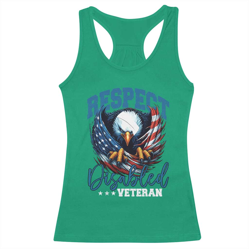 Respect Disabled Veteran Racerback Tank Top Military Soldier American Flag Bald Eagle - Wonder Print Shop