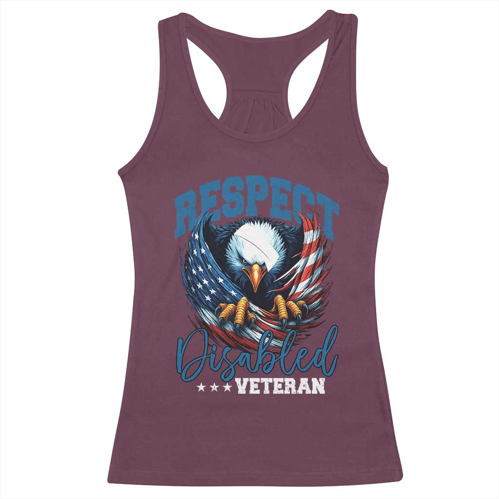 Respect Disabled Veteran Racerback Tank Top Military Soldier American Flag Bald Eagle - Wonder Print Shop