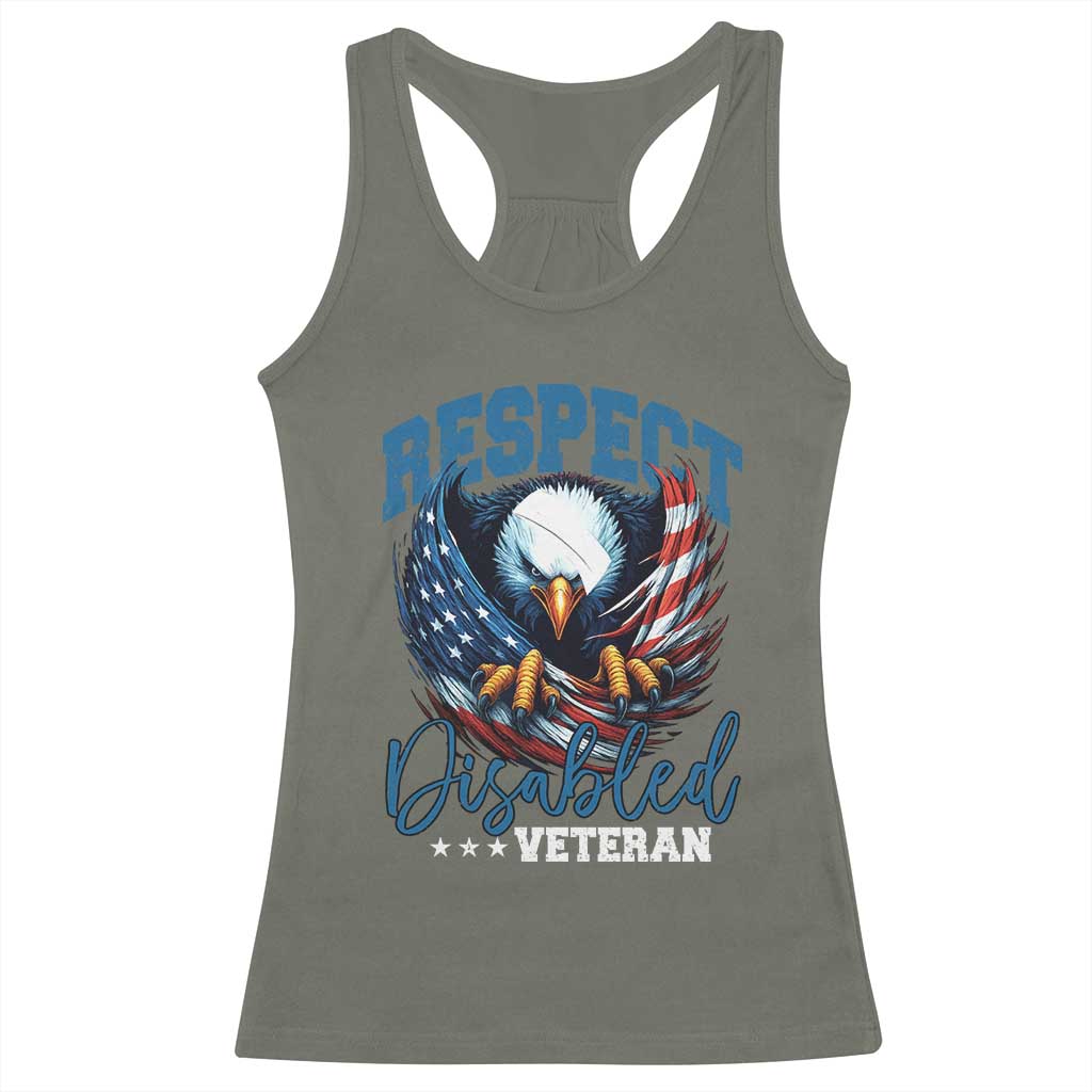 Respect Disabled Veteran Racerback Tank Top Military Soldier American Flag Bald Eagle - Wonder Print Shop