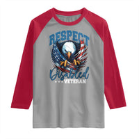 Respect Disabled Veteran Raglan Shirt Military Soldier American Flag Bald Eagle - Wonder Print Shop