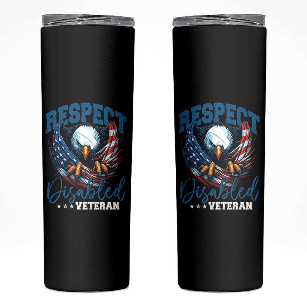 Respect Disabled Veteran Skinny Tumbler Military Soldier American Flag Bald Eagle - Wonder Print Shop
