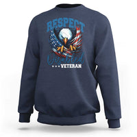 Respect Disabled Veteran Sweatshirt Military Soldier American Flag Bald Eagle - Wonder Print Shop