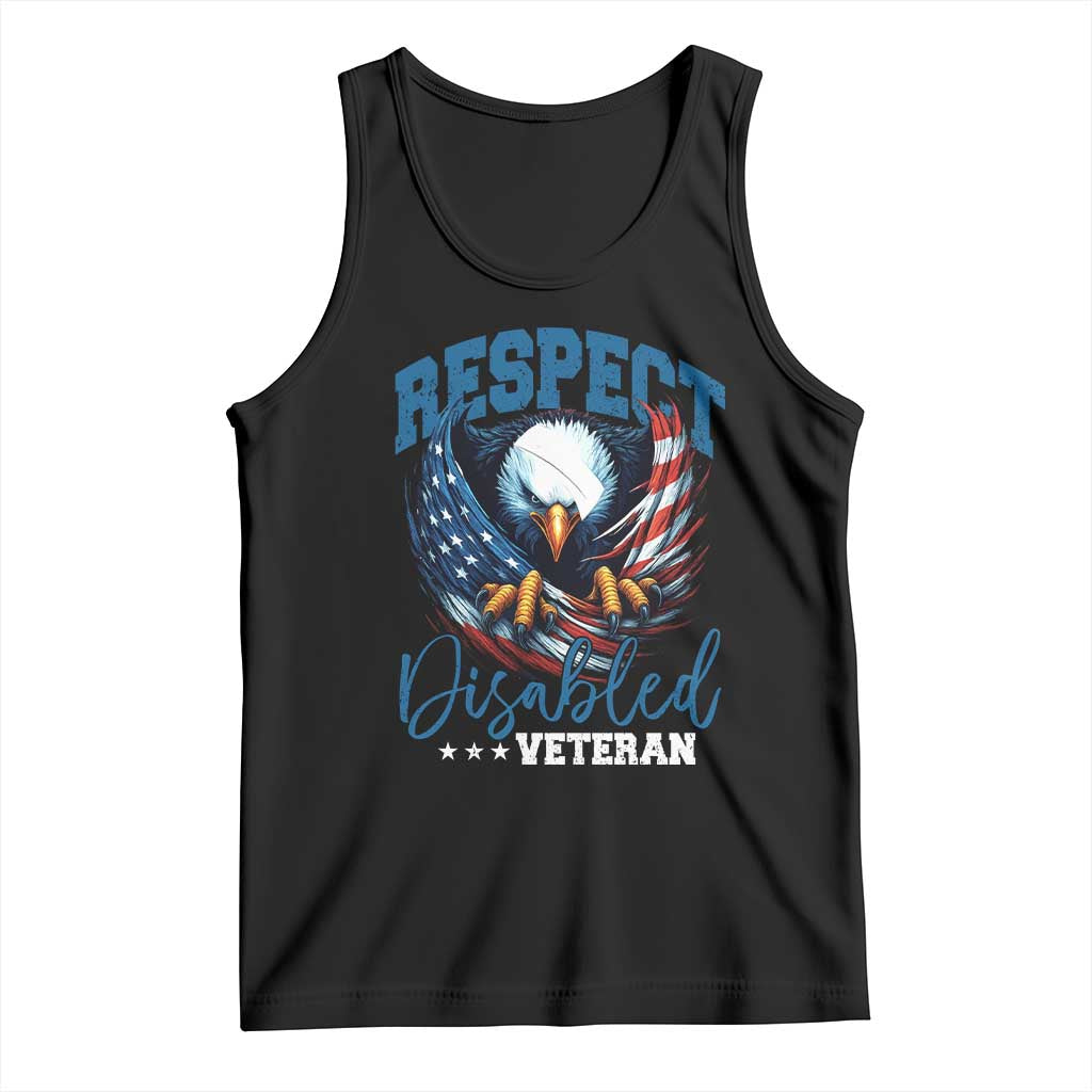 Respect Disabled Veteran Tank Top Military Soldier American Flag Bald Eagle - Wonder Print Shop
