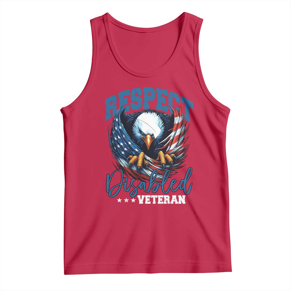 Respect Disabled Veteran Tank Top Military Soldier American Flag Bald Eagle - Wonder Print Shop