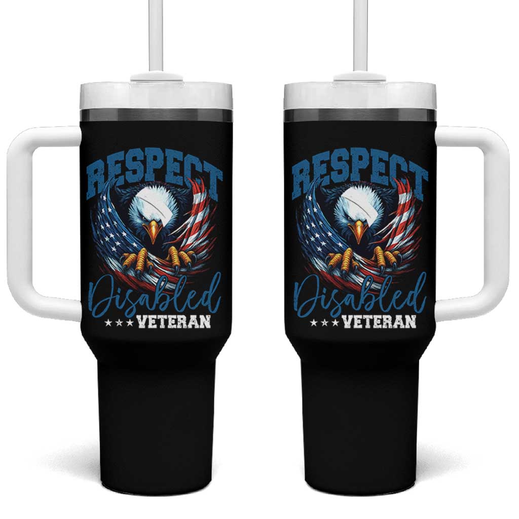 Respect Disabled Veteran Tumbler With Handle Military Soldier American Flag Bald Eagle - Wonder Print Shop