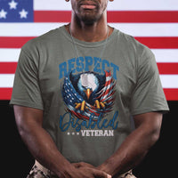 Respect Disabled Veteran T Shirt Military Soldier American Flag Bald Eagle - Wonder Print Shop
