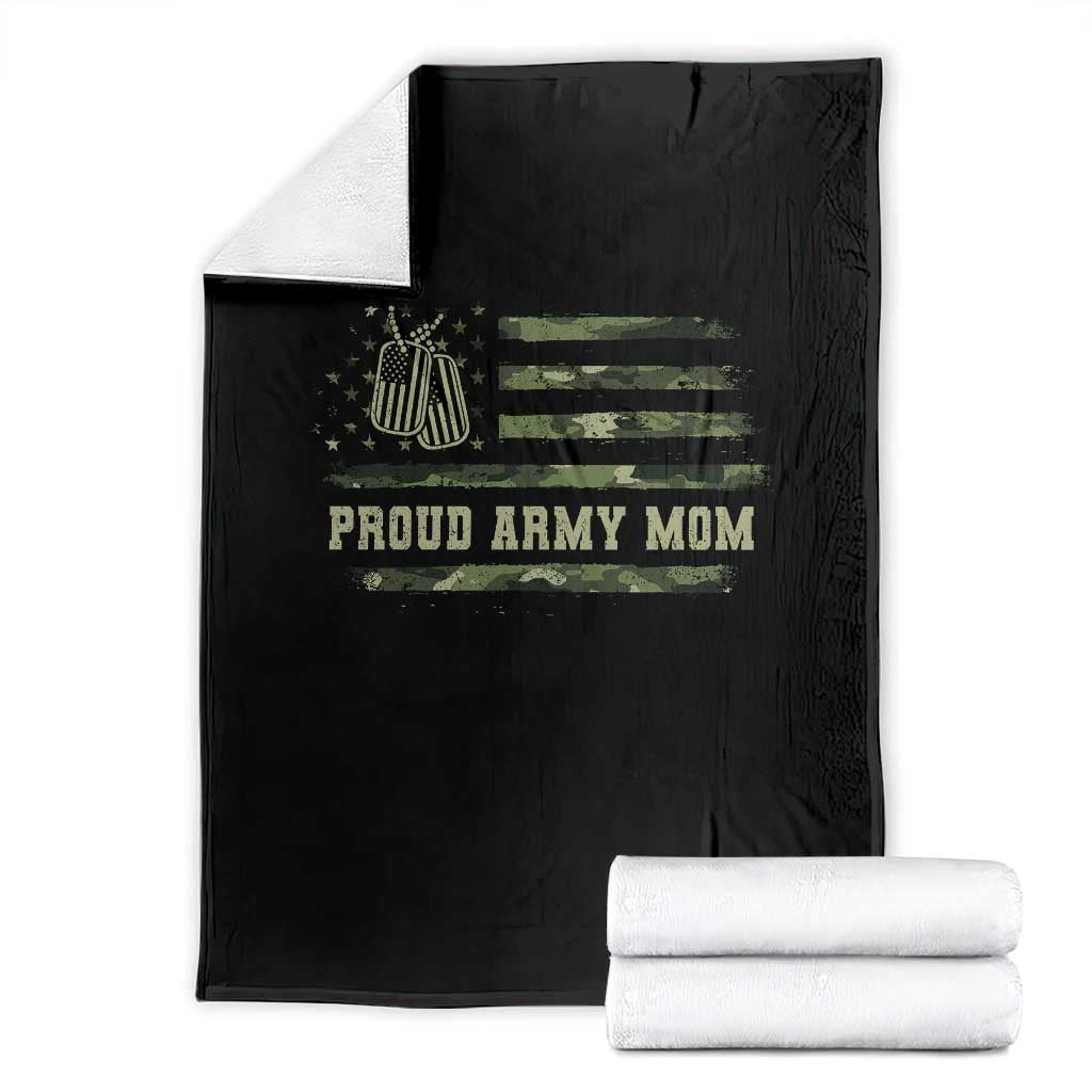 Proud Army Mom Throw Blanket Vintage Camo American Flag Veteran Mother's Day - Wonder Print Shop