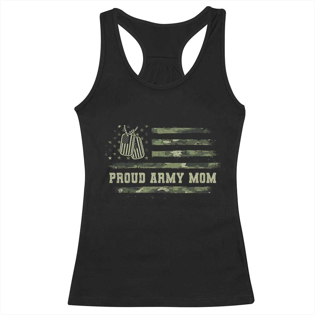 Proud Army Mom Racerback Tank Top Vintage Camo American Flag Veteran Mother's Day - Wonder Print Shop