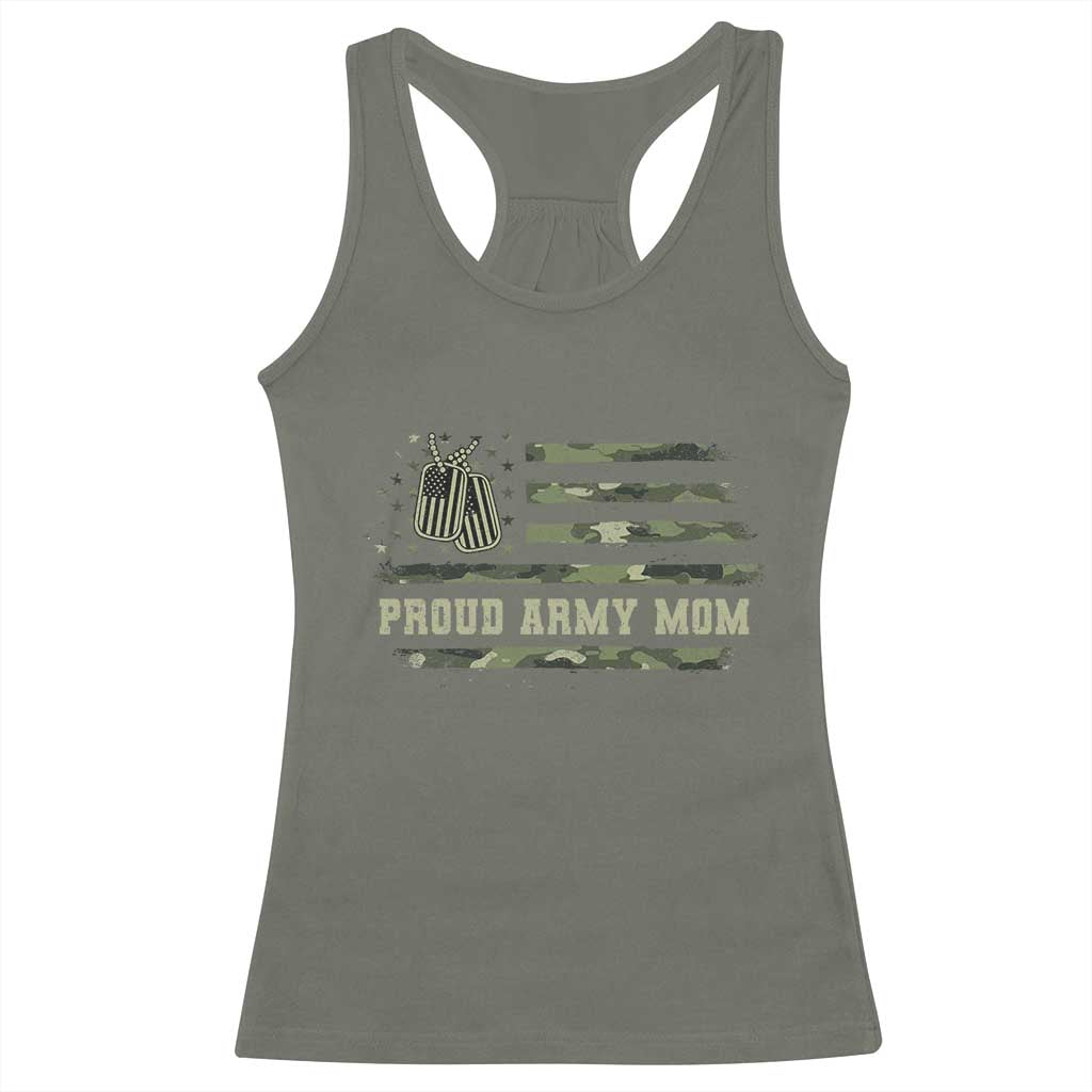 Proud Army Mom Racerback Tank Top Vintage Camo American Flag Veteran Mother's Day - Wonder Print Shop