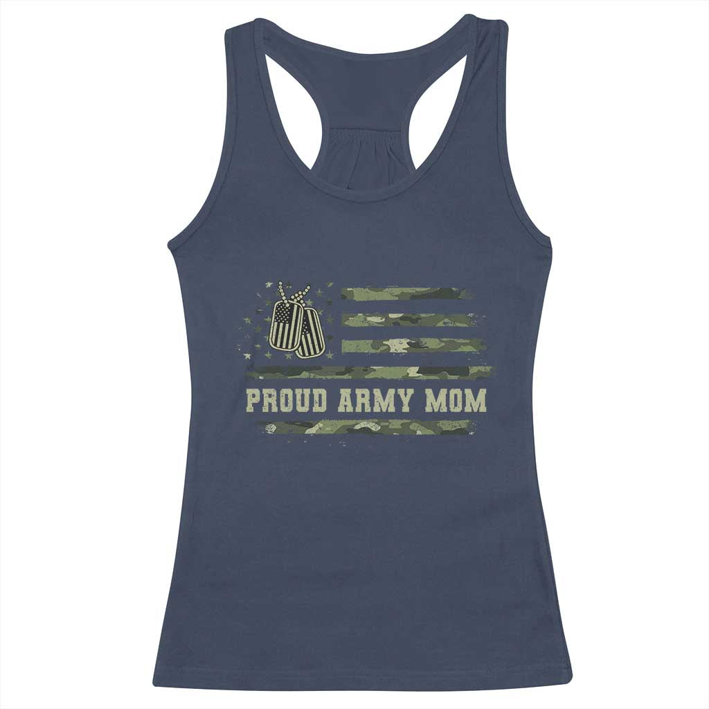 Proud Army Mom Racerback Tank Top Vintage Camo American Flag Veteran Mother's Day - Wonder Print Shop