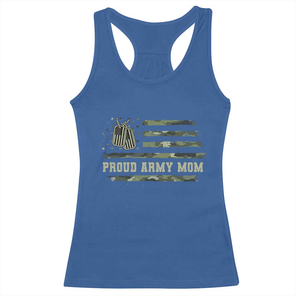 Proud Army Mom Racerback Tank Top Vintage Camo American Flag Veteran Mother's Day - Wonder Print Shop