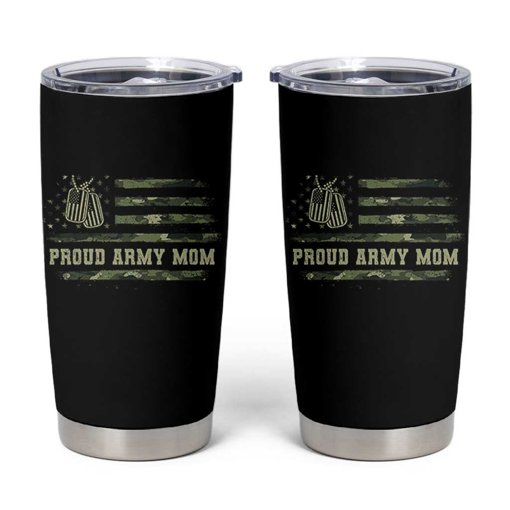 Proud Army Mom Tumbler Cup Vintage Camo American Flag Veteran Mother's Day - Wonder Print Shop