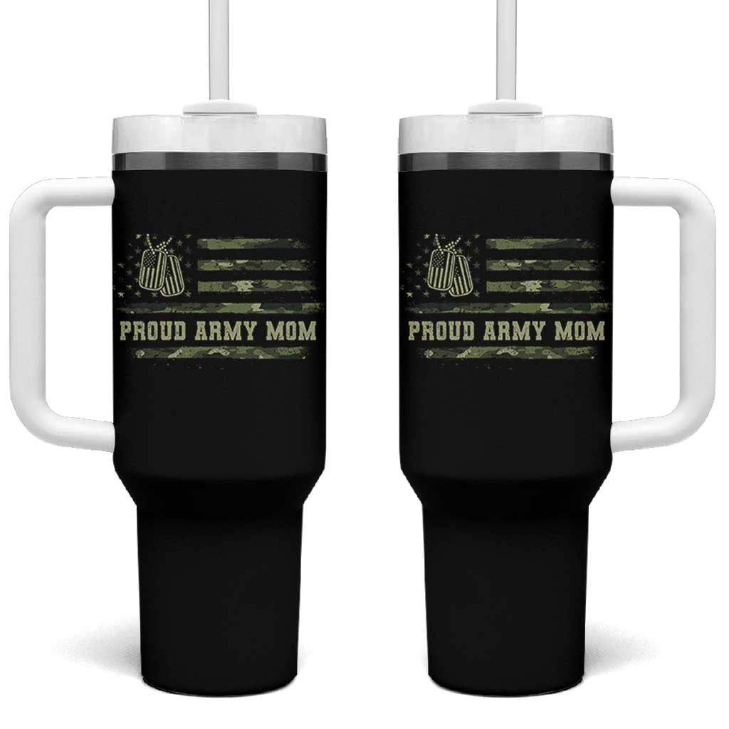 Proud Army Mom Tumbler With Handle Vintage Camo American Flag Veteran Mother's Day - Wonder Print Shop