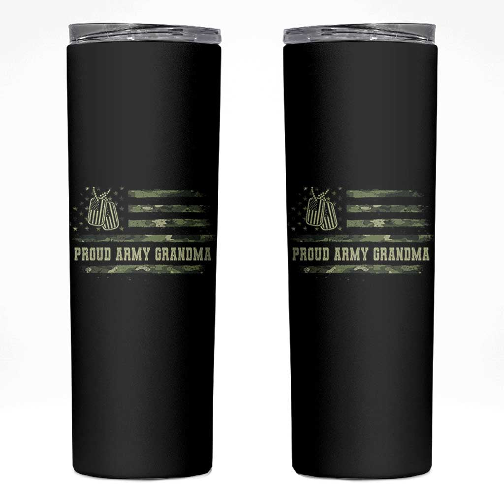 Proud Army Grandma Skinny Tumbler Vintage Camo American Flag Veteran - Wonder Print Shop