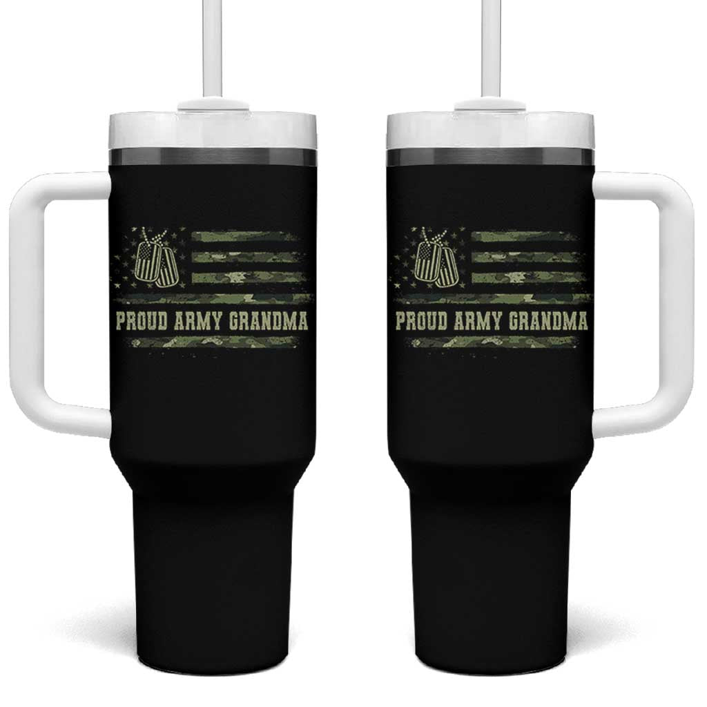 Proud Army Grandma Tumbler With Handle Vintage Camo American Flag Veteran - Wonder Print Shop