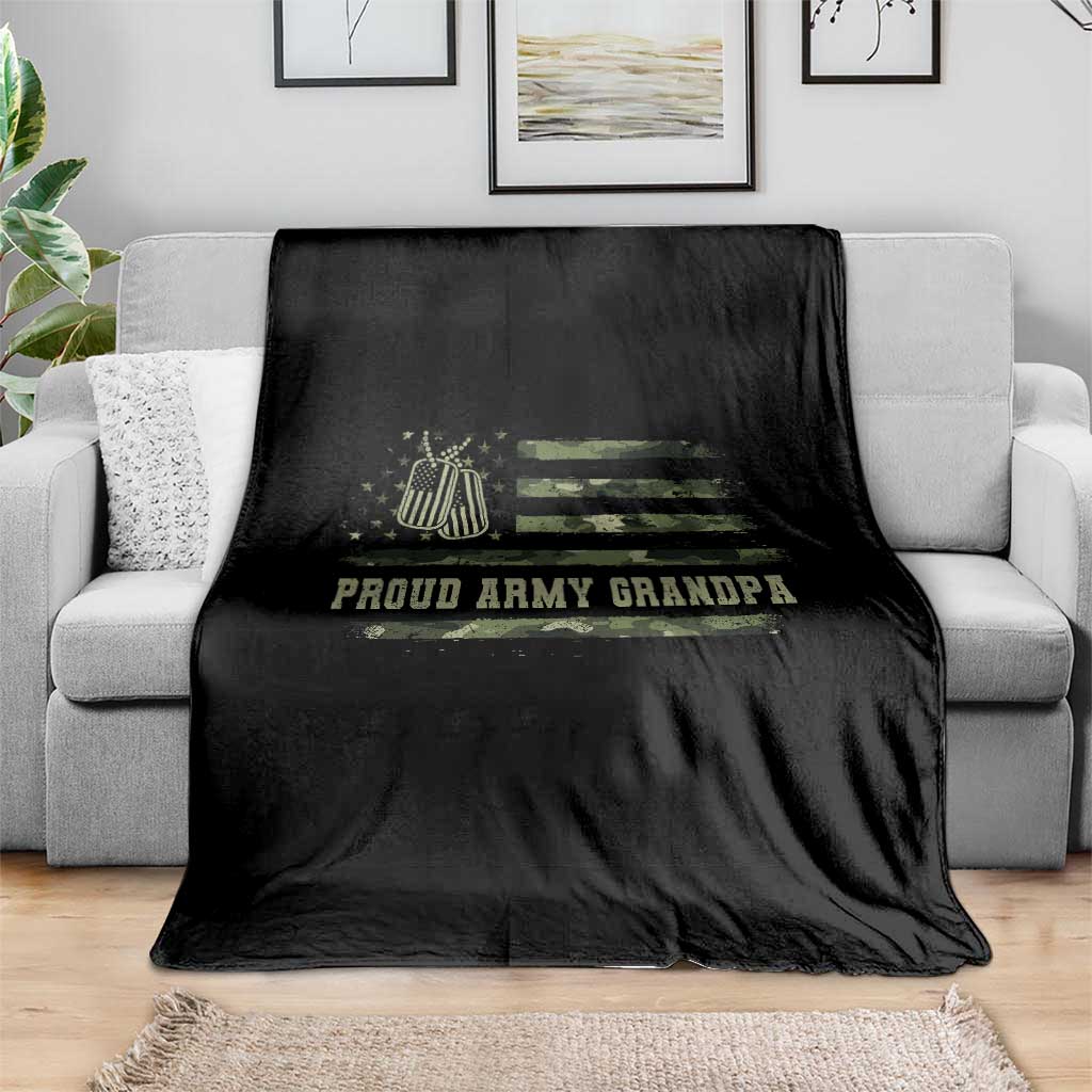 Proud Army Grandpa Throw Blanket Vintage Camo American Flag Veteran - Wonder Print Shop