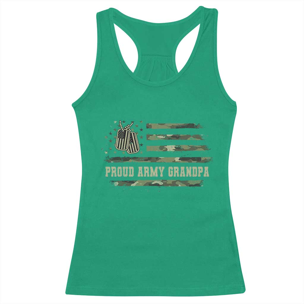 Proud Army Grandpa Racerback Tank Top Vintage Camo American Flag Veteran - Wonder Print Shop