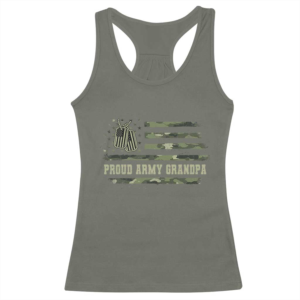 Proud Army Grandpa Racerback Tank Top Vintage Camo American Flag Veteran - Wonder Print Shop