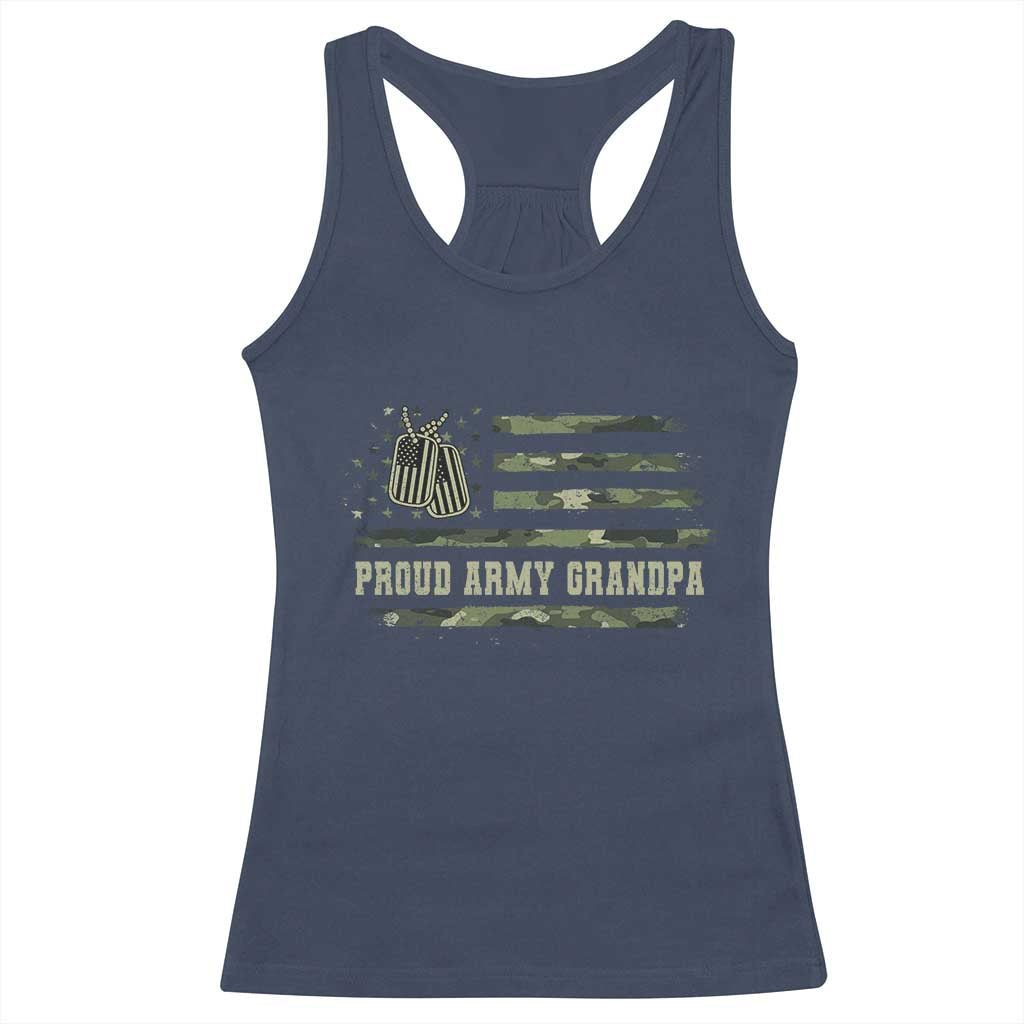 Proud Army Grandpa Racerback Tank Top Vintage Camo American Flag Veteran - Wonder Print Shop