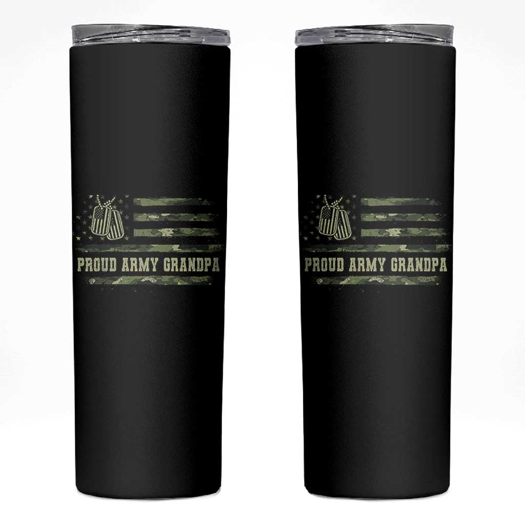 Proud Army Grandpa Skinny Tumbler Vintage Camo American Flag Veteran - Wonder Print Shop