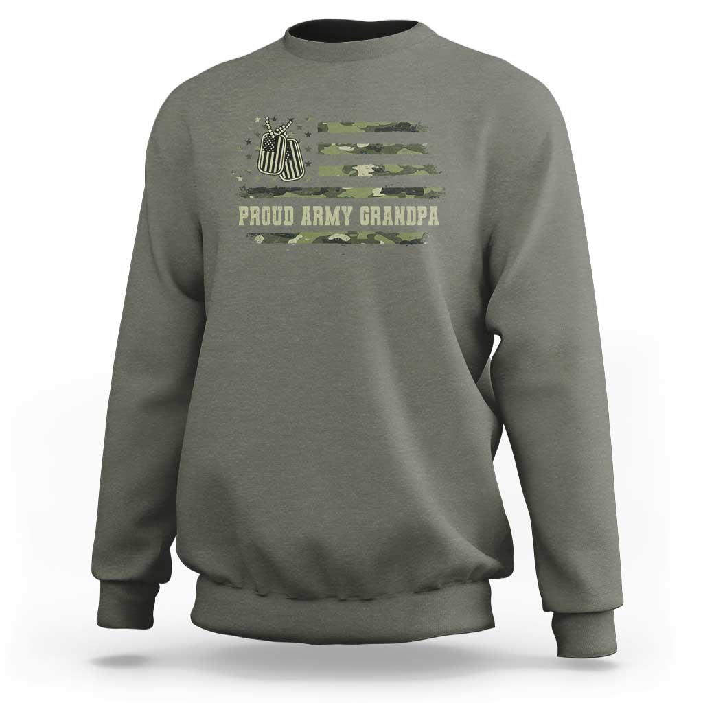 Proud Army Grandpa Sweatshirt Vintage Camo American Flag Veteran - Wonder Print Shop