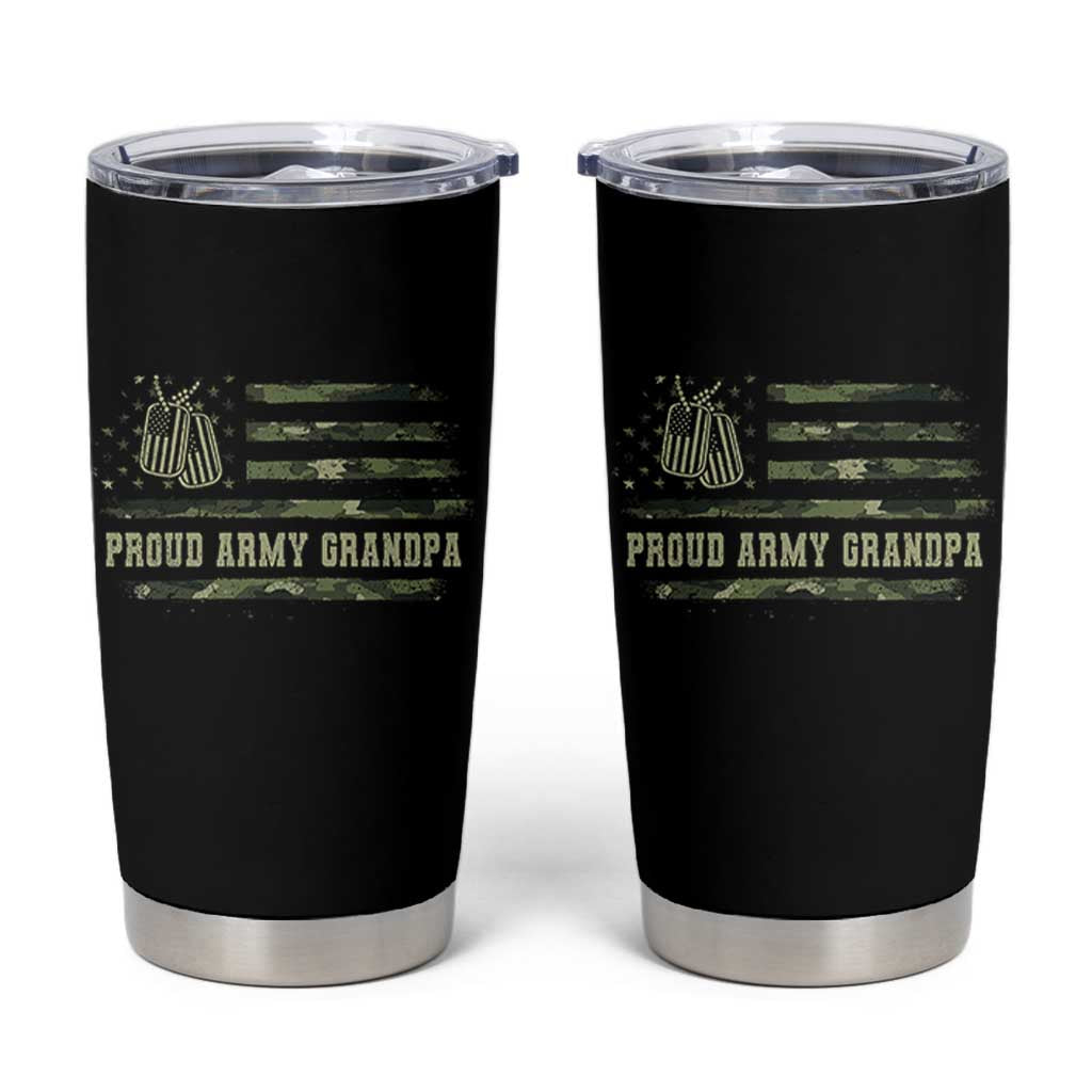Proud Army Grandpa Tumbler Cup Vintage Camo American Flag Veteran - Wonder Print Shop
