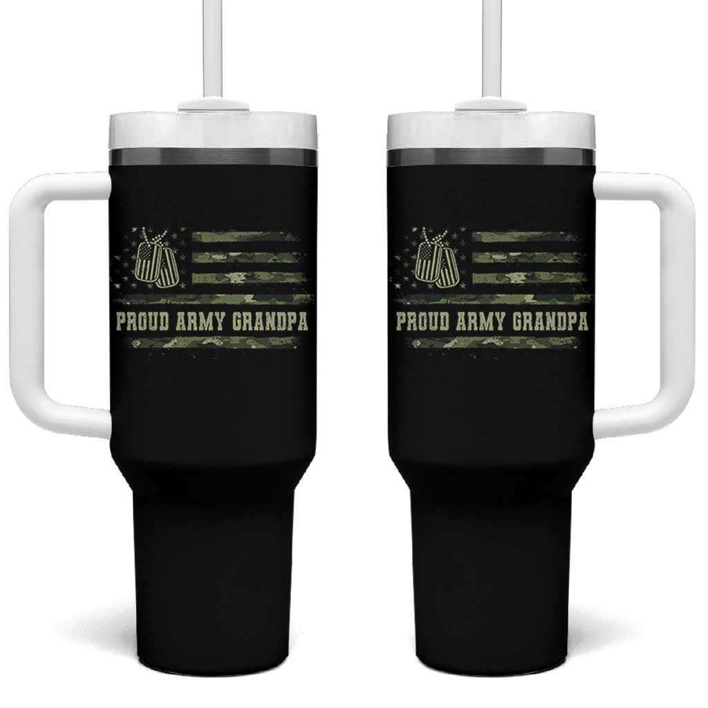 Proud Army Grandpa Tumbler With Handle Vintage Camo American Flag Veteran - Wonder Print Shop