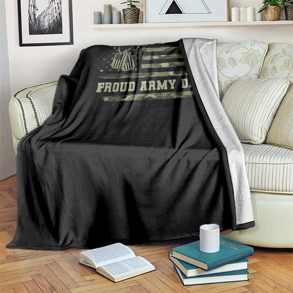 Proud Army Dad Throw Blanket Vintage Camo American Flag Veteran Father's Day - Wonder Print Shop