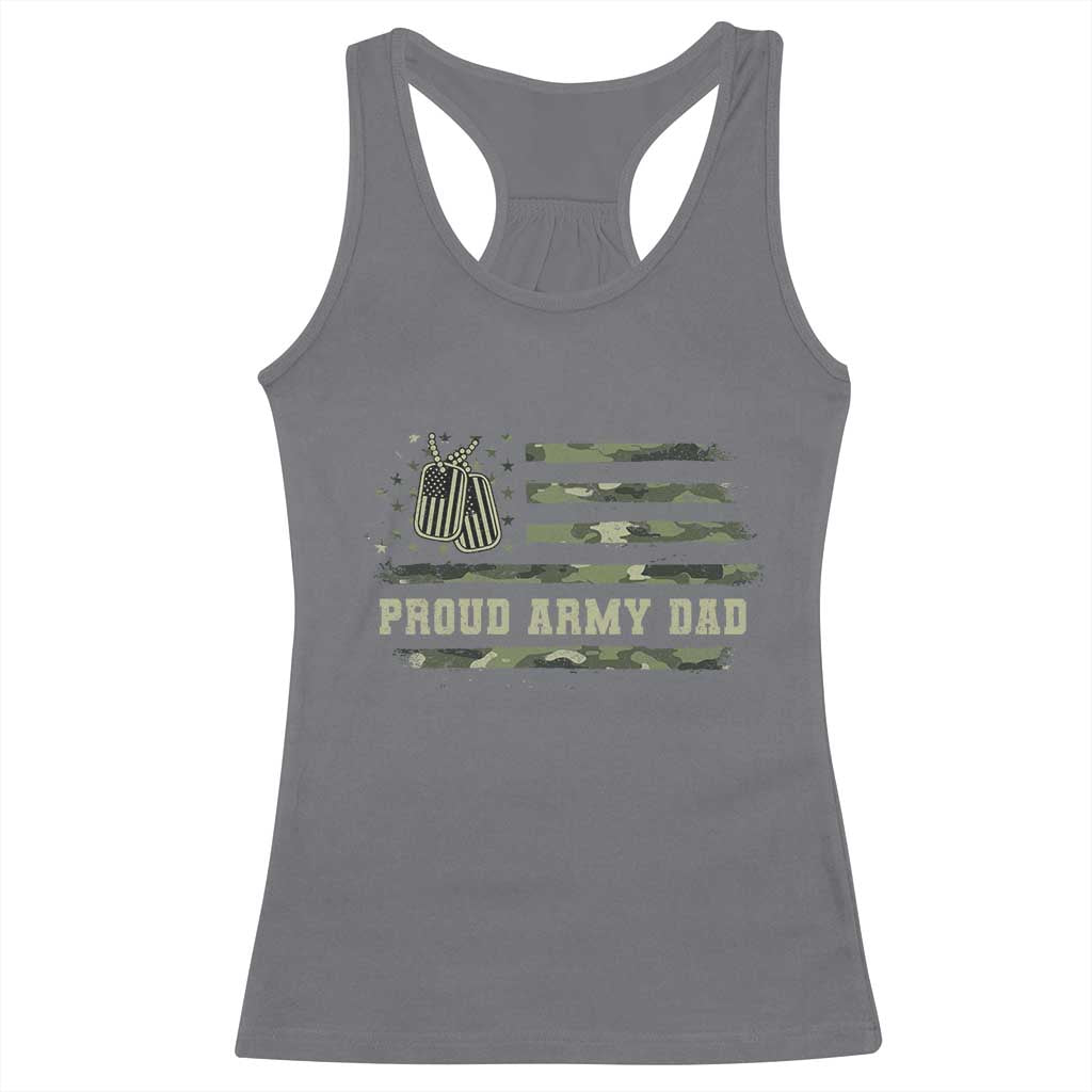 Proud Army Dad Racerback Tank Top Vintage Camo American Flag Veteran Father's Day - Wonder Print Shop