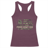 Proud Army Dad Racerback Tank Top Vintage Camo American Flag Veteran Father's Day - Wonder Print Shop