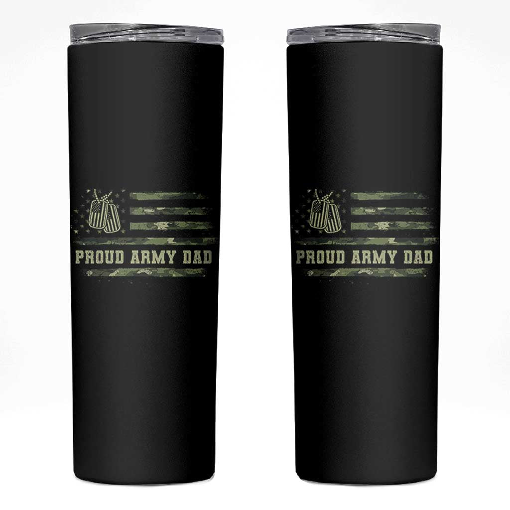 Proud Army Dad Skinny Tumbler Vintage Camo American Flag Veteran Father's Day - Wonder Print Shop