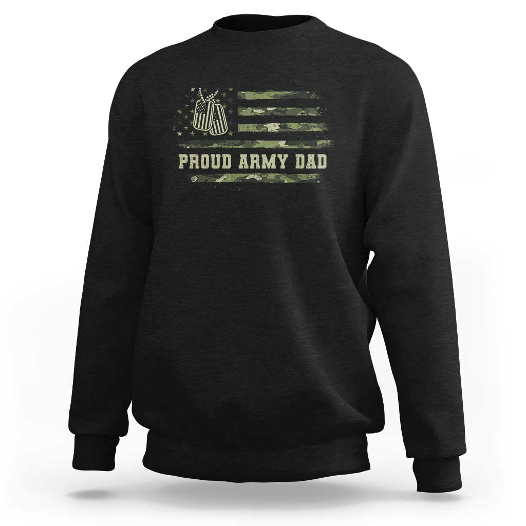 Proud Army Dad Sweatshirt Vintage Camo American Flag Veteran Father's Day - Wonder Print Shop