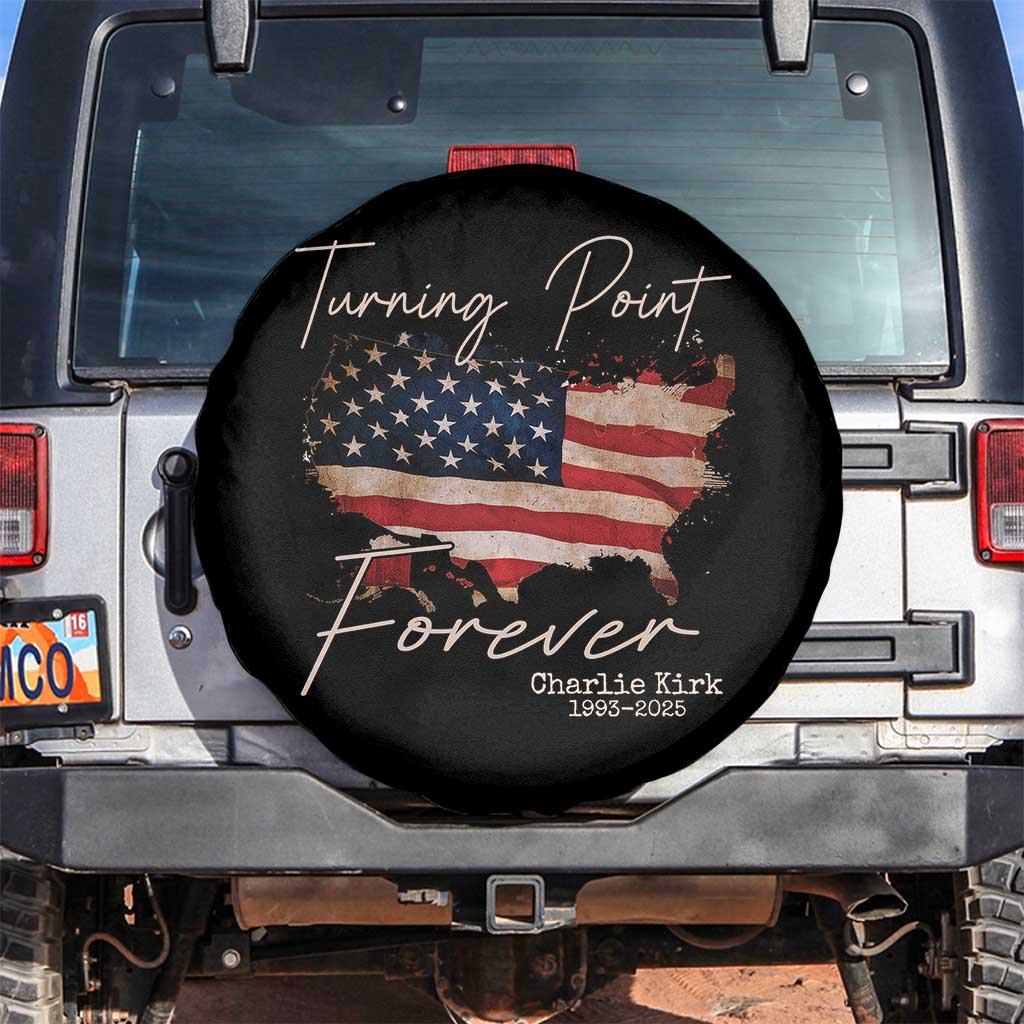 Turning Point Forever Spare Tire Cover Patriotic American Map Vintage USA Flag - Wonder Print Shop