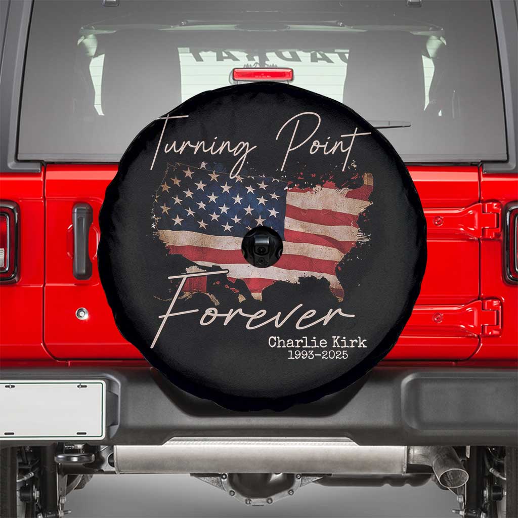 Turning Point Forever Spare Tire Cover Patriotic American Map Vintage USA Flag - Wonder Print Shop