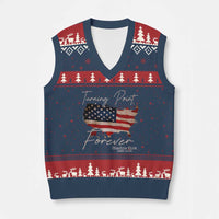 Turning Point Forever V-Neck Knit Sweater Vest Patriotic American Map Vintage USA Flag - Wonder Print Shop