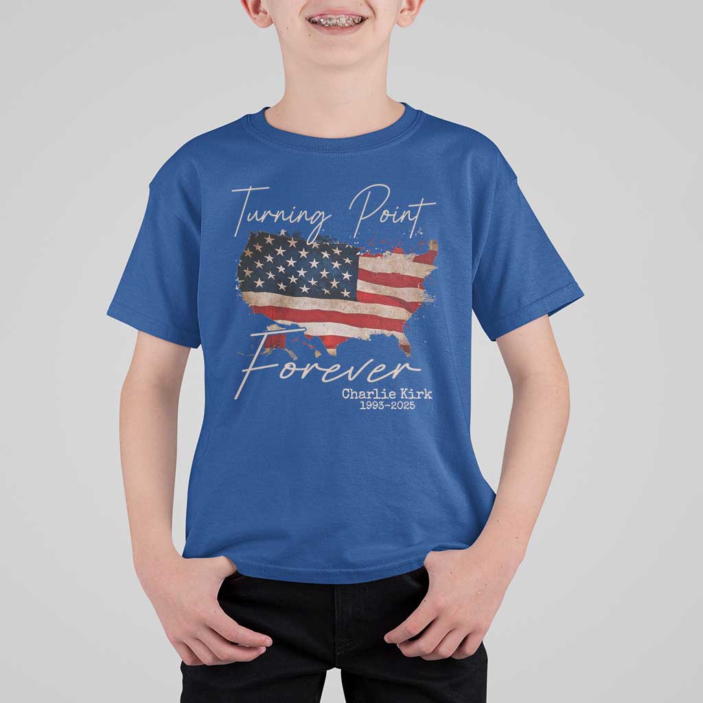 Turning Point Forever T Shirt For Kid Patriotic American Map Vintage USA Flag - Wonder Print Shop