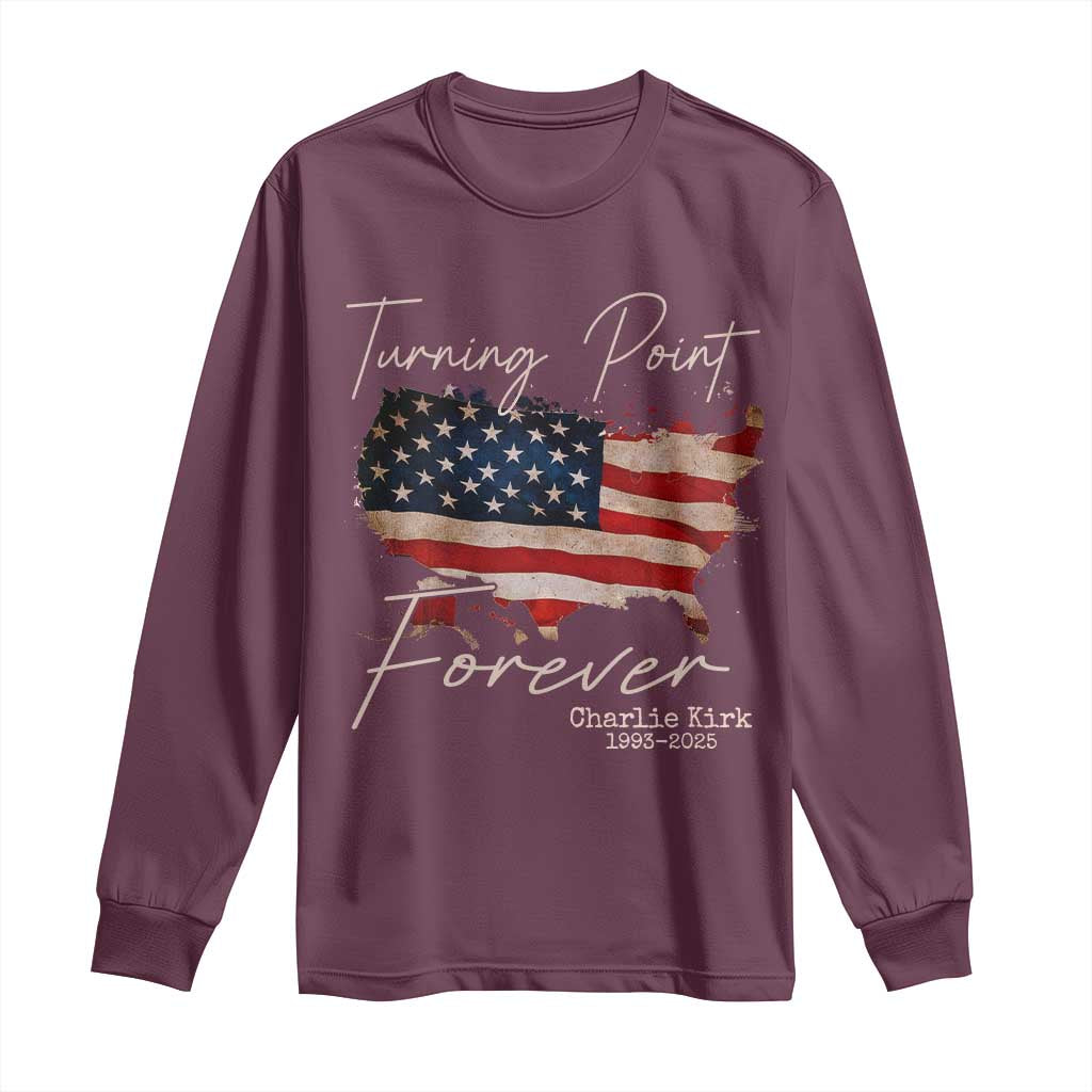 Turning Point Forever Long Sleeve Shirt Patriotic American Map Vintage USA Flag - Wonder Print Shop