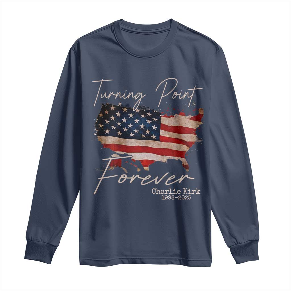 Turning Point Forever Long Sleeve Shirt Patriotic American Map Vintage USA Flag - Wonder Print Shop