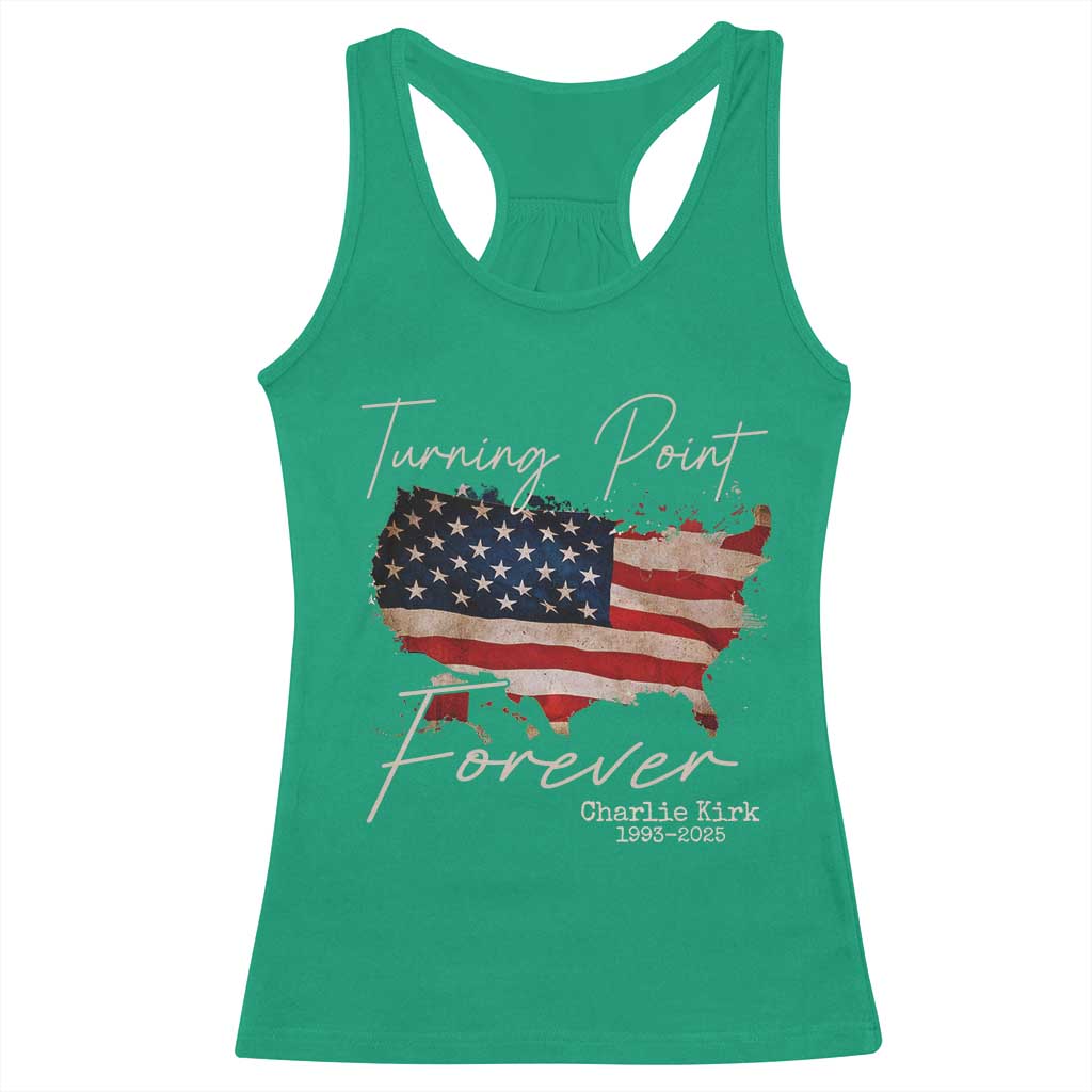 Turning Point Forever Racerback Tank Top Patriotic American Map Vintage USA Flag - Wonder Print Shop