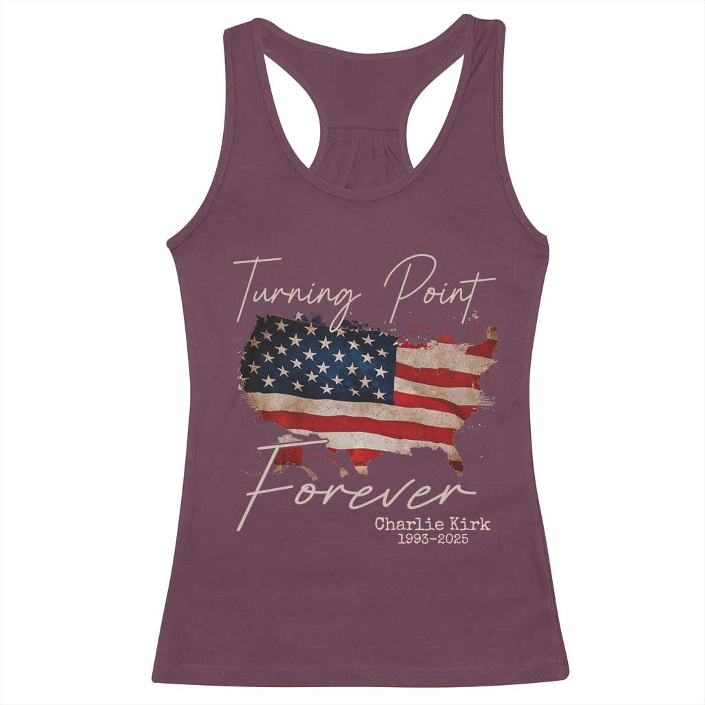 Turning Point Forever Racerback Tank Top Patriotic American Map Vintage USA Flag - Wonder Print Shop
