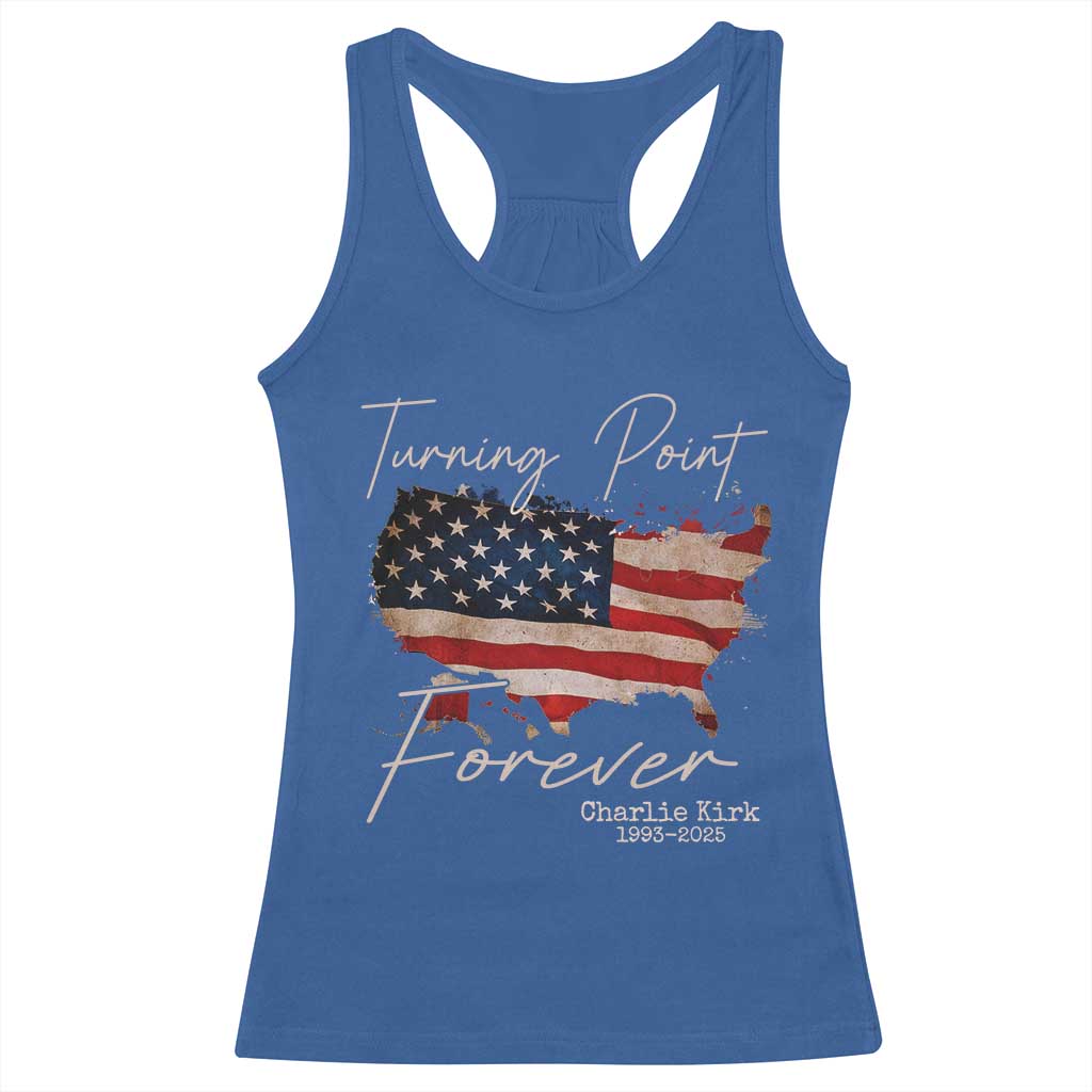 Turning Point Forever Racerback Tank Top Patriotic American Map Vintage USA Flag - Wonder Print Shop