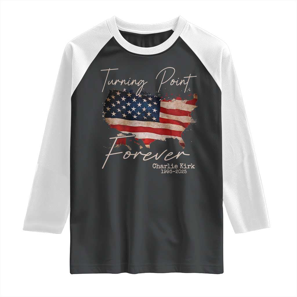 Turning Point Forever Raglan Shirt Patriotic American Map Vintage USA Flag - Wonder Print Shop
