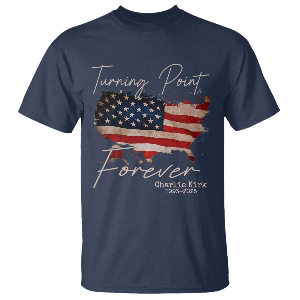 Turning Point Forever T Shirt Patriotic American Map Vintage USA Flag - Wonder Print Shop